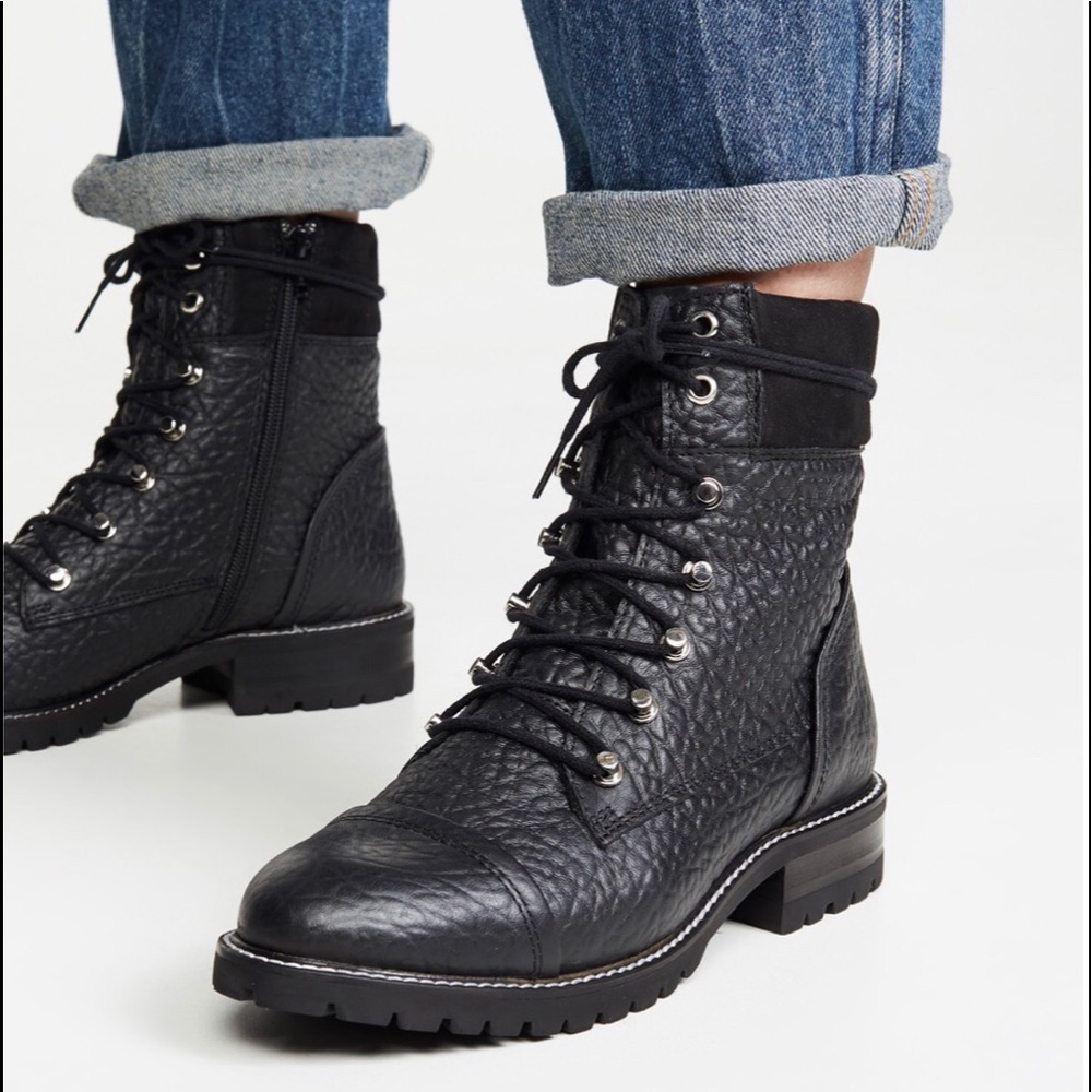 🌺Steve Madden Black Leather Zofie Combat Boots